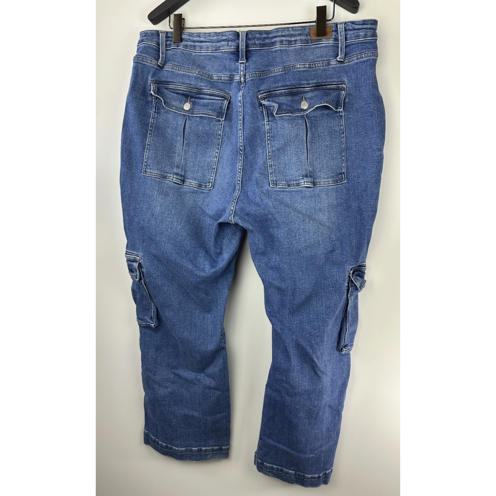 Judy Blue Macon Cargo Wide Leg Jeans High Rise Blue Denim Women's Plus Size 24W - Picture 13 of 16